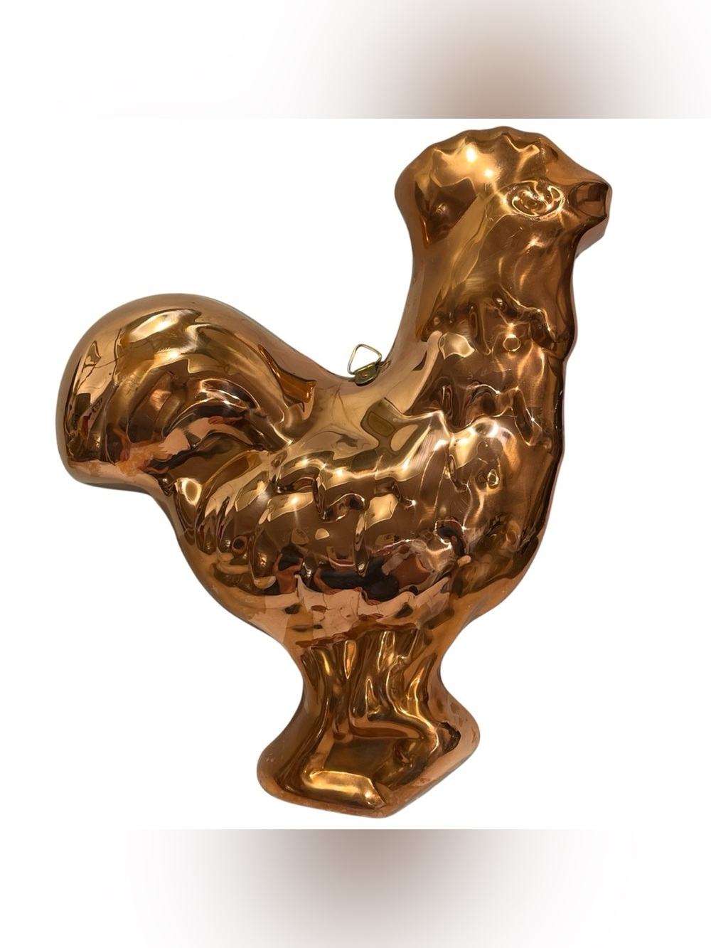 Vintage 1970s Rooster Copper Kitchen Mold Tin Lined Wall Hanging - Portugal